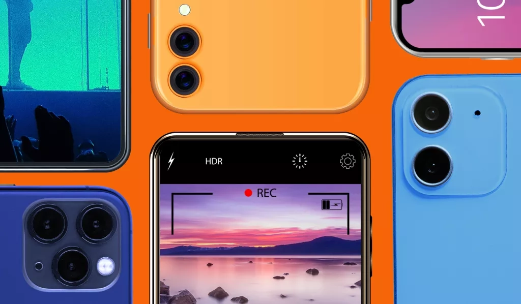 Phones on an orange background