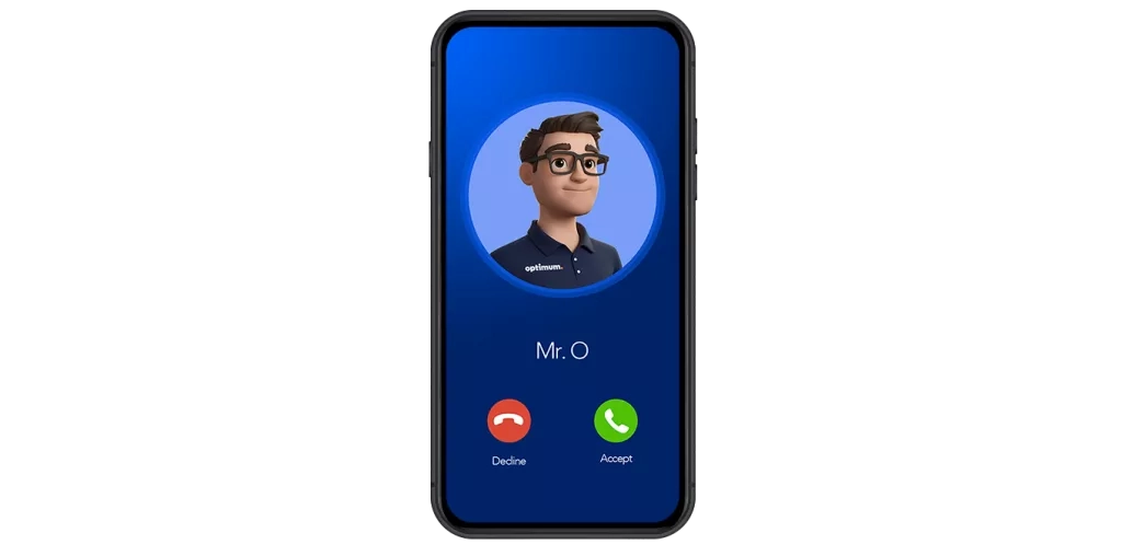 An animated incoming call on a mobile phone.